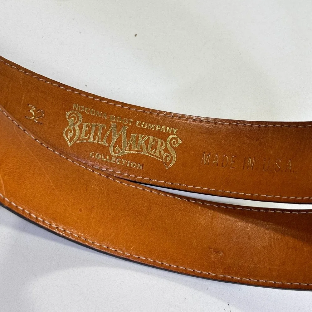 Nocona Belt Makers Brown Lizard Skin Leather Western Belt USA Made 7011 Size 32
